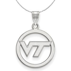 Sterling Silver Virginia Tech Small Circle Necklace - 20 Inch